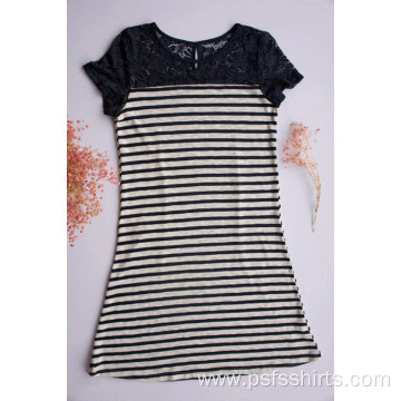 Knitted Fabric Striped Patchwork Dress